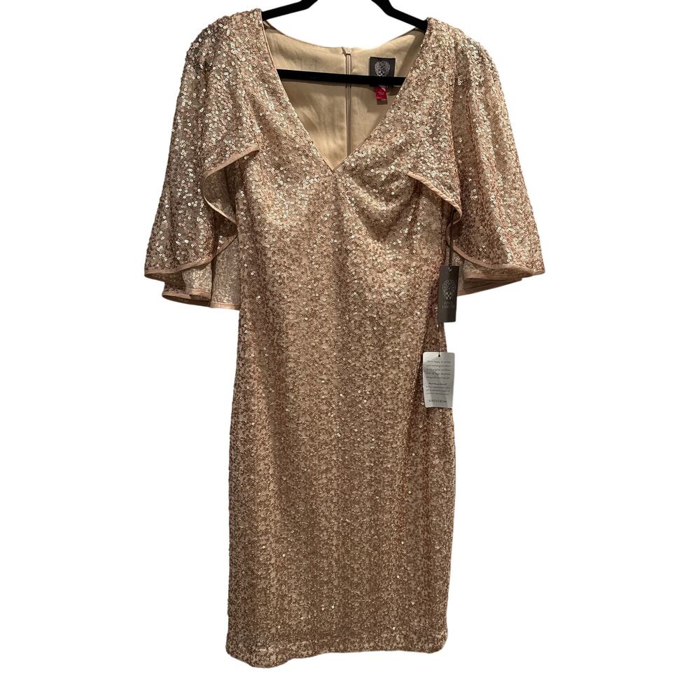 NWT Vince Camuto Sequin Capelet Cocktail Dress, 6